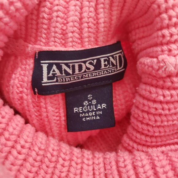 Lands End Womens Pink Ribbed Cotton Turtleneck Sweater Size 6 Preppy Coastal - Picture 4 of 6